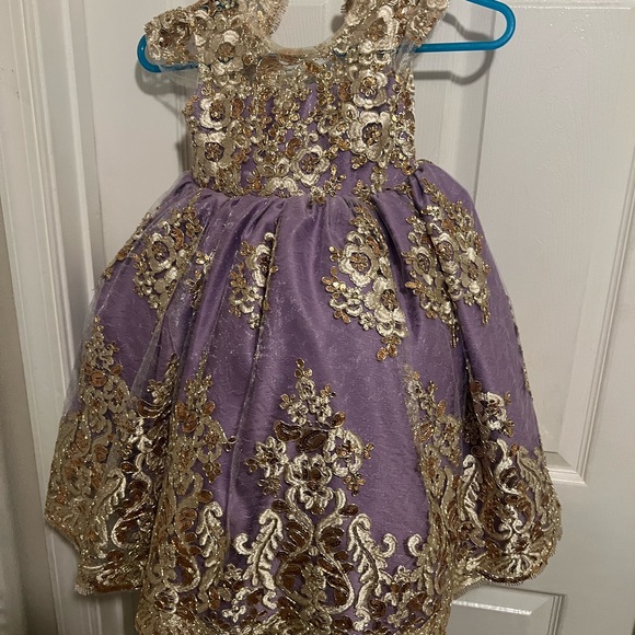 Elegant Purple and Gold Kids Dress